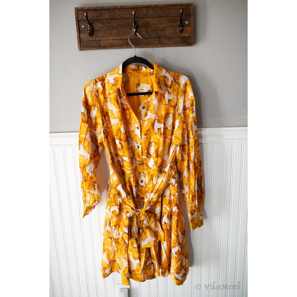 Anthropologie Maeve Mini Shirt dress Anthropologie Dog Print Medium NWT - Picture 2 of 4